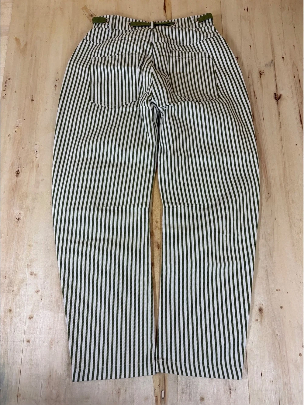 Striped Utility Cargo Lounge Pants Green Hickory Stripe Contrast Pocket S